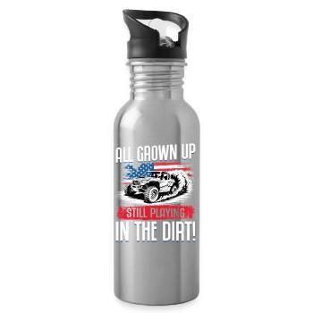 UTV Off Road Boy Men 4 Wheeler Side by side - Water bottle with straw - silver - Right