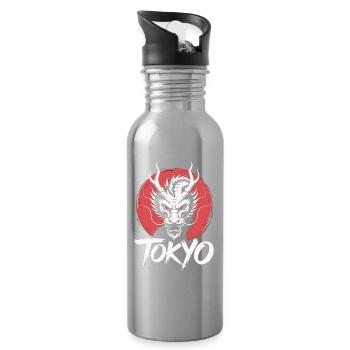Tokyo Dragon Shirt Japan Samurai Style Streetwear - Water bottle with straw - silver - Right