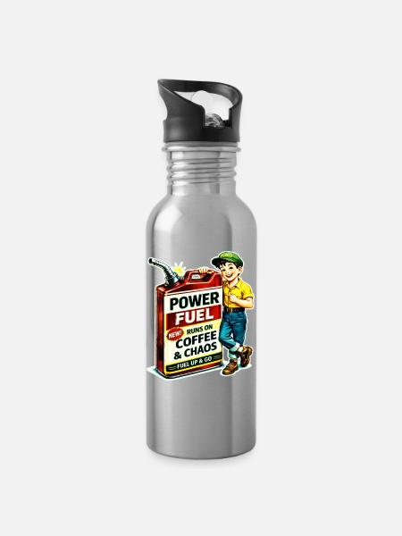 Power Sprit - Trinkflasche mit integriertem Trinkhalm - Lightsilver