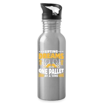 Staplerfahrer Englisch Spruch Stapler - Trinkflasche mit integriertem Trinkhalm - Lightsilver - Rechts
