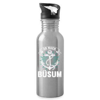 Nordsee Urlaub AB NACH BÜSUM Lustiges - Trinkflasche mit integriertem Trinkhalm - Lightsilver - Rechts