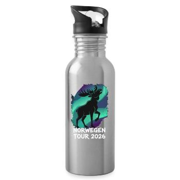 Norwegen Tour 2026 Elch - Trinkflasche mit integriertem Trinkhalm - Lightsilver - Rechts