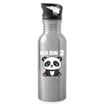 Ich bin 2 - Süßes Panda zum 2. Geburtstag - Trinkflasche mit integriertem Trinkhalm - Lightsilver - Rechts
