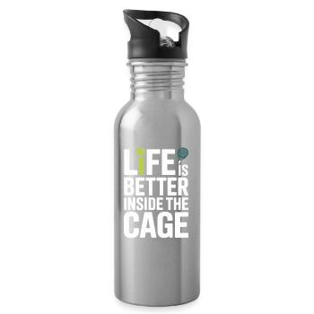Padel Spieler Life Is Better Inside The Cage Padel - Trinkflasche mit integriertem Trinkhalm - Lightsilver - Rechts