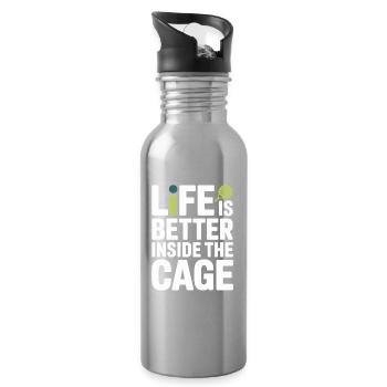 Padel Spieler Life Is Better Inside The Cage Padel - Trinkflasche mit integriertem Trinkhalm - Lightsilver - Rechts