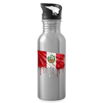 Schmelzende Peru-Flagge Kunst - Trinkflasche mit integriertem Trinkhalm - Lightsilver - Rechts
