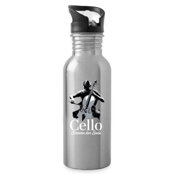 Cello Stimme der Seele - Spruch für Cellisten - Trinkflasche mit integriertem Trinkhalm - Lightsilver - Rechts
