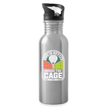 Padel Spieler Life Is Better Inside The Cage Padel - Trinkflasche mit integriertem Trinkhalm - Lightsilver - Rechts