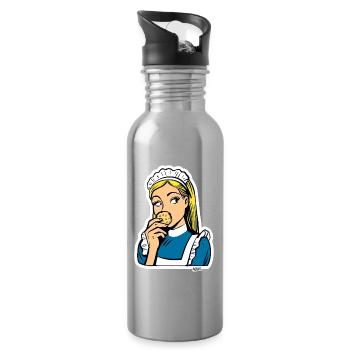 Maid and Cookie Pop Art - Water bottle with straw - silver - Right