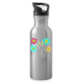 Flore du Jardin de Fleurs Joyeuses - Gourde avec paille intégrée - argent clair - Droite