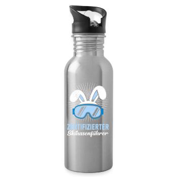 Skifahren ZERTIFIZIERTER SKIHASENFÄRER LUSTIG - Trinkflasche mit integriertem Trinkhalm - Lightsilver - Rechts