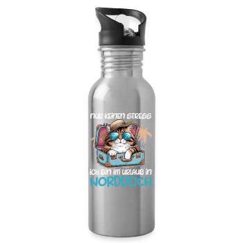 Nordsee NUR KEIN STRESS BIN IM URLAUB AN DER - Trinkflasche mit integriertem Trinkhalm - Lightsilver - Rechts