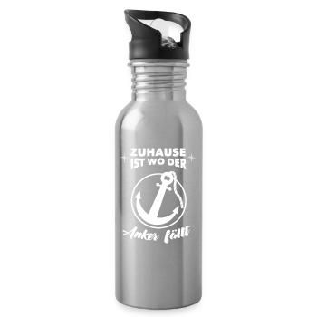 Zuhause ist wo der Anker fällt / Segeln - Trinkflasche mit integriertem Trinkhalm - Lightsilver - Rechts