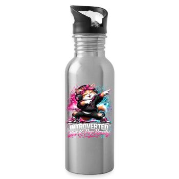 Introverted But K Pop Ready - Water bottle with straw - silver - Right