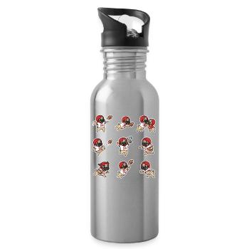 Suesser Mops Football Spieler Touchdown - Trinkflasche mit integriertem Trinkhalm - Lightsilver - Rechts