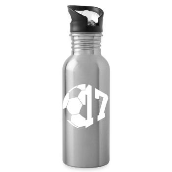 NO. 17 FOOTBALLER NUMBER 17 FOOTBALL 17TH BIRTHDAY - Water bottle with straw - silver - Right