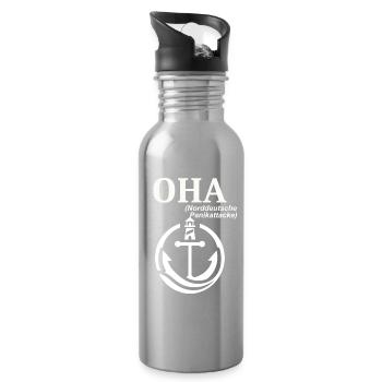 OHA Norddeutscher Humor Spruch lustig - Trinkflasche mit integriertem Trinkhalm - Lightsilver - Rechts