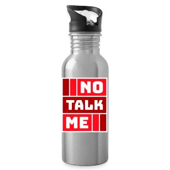 No Talk Me Lustig Antisozial Introvertiert Spruch - Trinkflasche mit integriertem Trinkhalm - Lightsilver - Rechts