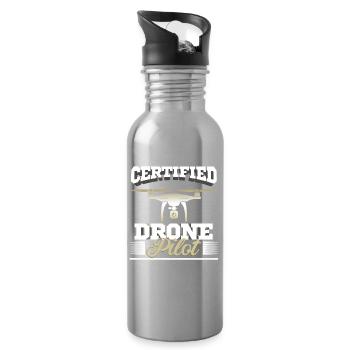 Certified Drone Pilot Professional Operator Design - Trinkflasche mit integriertem Trinkhalm - Lightsilver - Rechts