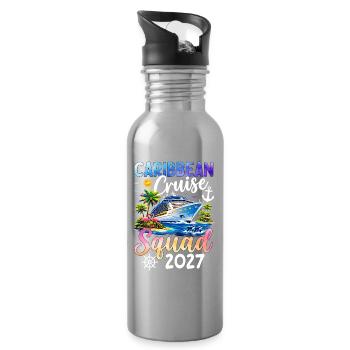 Caribbean Cruise Squad 2027 - Water bottle with straw - silver - Right