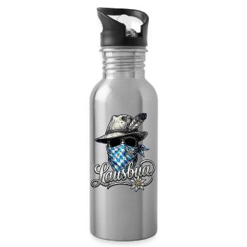 Lausbua T-Shirt Kinder Trachtenshirt Herren Tracht - Trinkflasche mit integriertem Trinkhalm - Lightsilver - Rechts