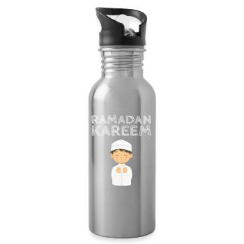 Ramadan Kareem Prayer Kid - Water bottle with straw - silver - Right