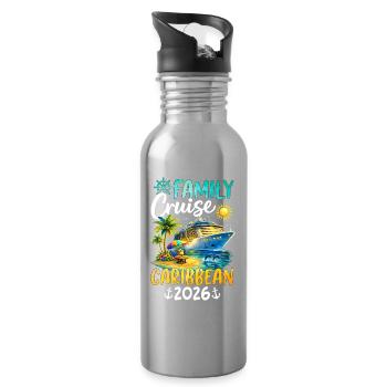 Family Cruise Caribbean 2026 - Water bottle with straw - silver - Right