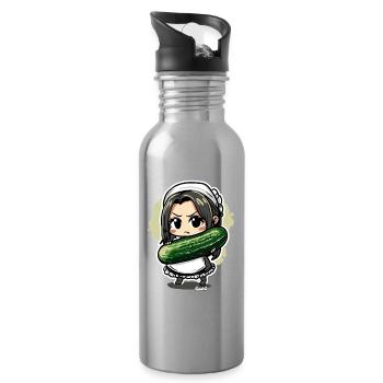Gurken-schwingender Magd-Zauber - Trinkflasche mit integriertem Trinkhalm - Lightsilver - Rechts