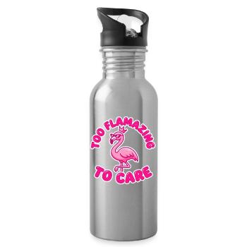 Trop flamazing pour s’intéresser au design des flamants roses - Gourde avec paille intégrée - argent clair - Droite
