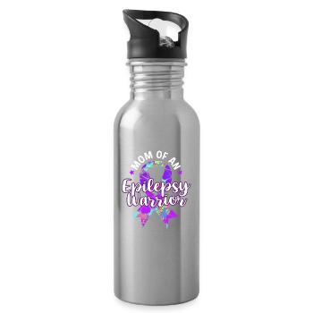 Epilepsy Mom Mom Gift - Water bottle with straw - silver - Right
