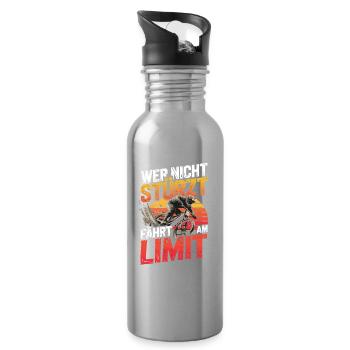  Wer Nicht Stürzt Fährt Am Limit Mountainbike - Trinkflasche mit integriertem Trinkhalm - Lightsilver - Rechts