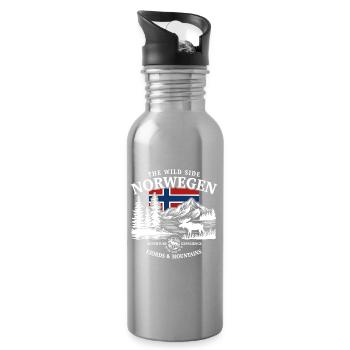 The Wild Side - Norway Vacation Nature Gift - Water bottle with straw - silver - Right