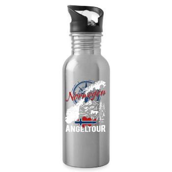 Norwegen Angeltour - Angler Geschenk - Trinkflasche mit integriertem Trinkhalm - Lightsilver - Rechts