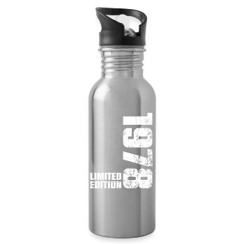 48 Year Old Birthday Gift 1978 Men Women - Water bottle with straw - silver - Right