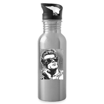 Héros rétro en lunettes de soleil - Gourde avec paille intégrée - argent clair - Droite