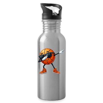 Basketball Basketballer, Dabbing Basketball Grafik - Trinkflasche mit integriertem Trinkhalm - Lightsilver - Rechts
