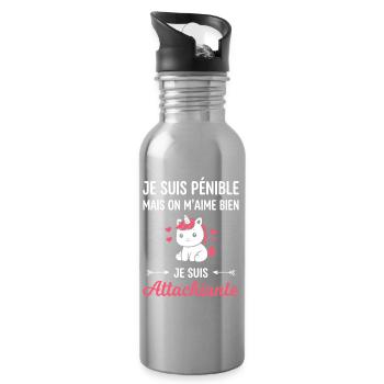 Pénible mais attachiante Licorne - Gourde avec paille intégrée - argent clair - Droite