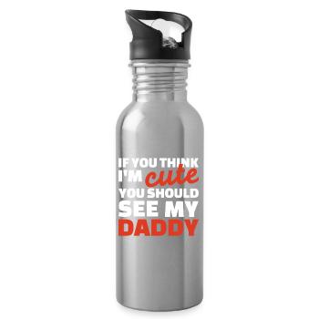 Daddy Cute Bold Typography T-Shirt - Trinkflasche mit integriertem Trinkhalm - Lightsilver - Rechts
