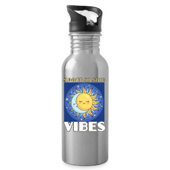 Litha Pagan: Sommersonnenwende, Mittsommer, Mittsommer, Mittsommer. - Trinkflasche mit integriertem Trinkhalm - Lightsilver - Rechts
