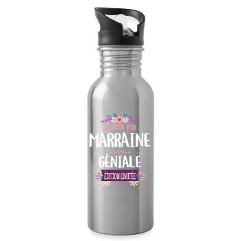 Marraine Géniale Édition Limitée - Gourde avec paille intégrée - argent clair - Droite
