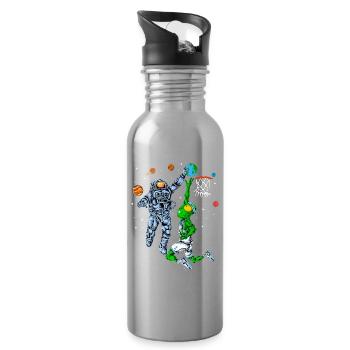 Astronaut Alien Basketball Shirt - Water bottle with straw - silver - Right