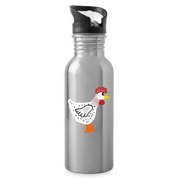 Colorful Chicken Chickens Hen Hens - Water bottle with straw - silver - Right