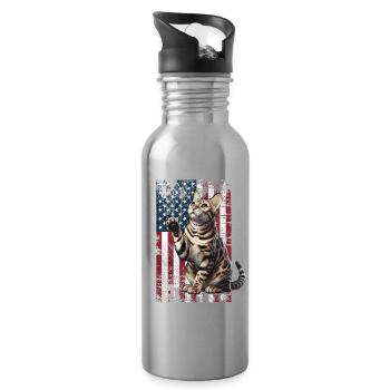 Bengal Cat US Bengalkatze - Trinkflasche mit integriertem Trinkhalm - Lightsilver - Rechts