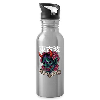 Hannya-Yōkai Dämon Oni - Trinkflasche mit integriertem Trinkhalm - Lightsilver - Rechts