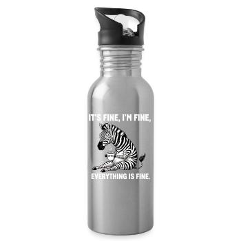 Its Fine Im Fine Kaffee Zebra Humor - Trinkflasche mit integriertem Trinkhalm - Lightsilver - Rechts