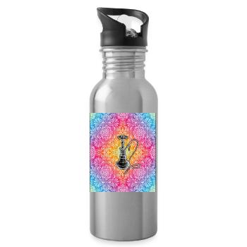 Colorful Mandala Hookah Shisha Design - Water bottle with straw - silver - Right