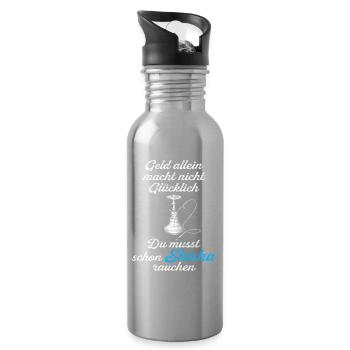 Geld reicht nicht Shisha zählt - Trinkflasche mit integriertem Trinkhalm - Lightsilver - Rechts