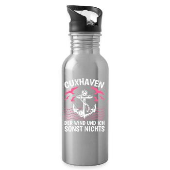 CUXHAVEN DER WIND UND ICH SONST NICHTS Lustig - Trinkflasche mit integriertem Trinkhalm - Lightsilver - Rechts