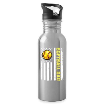 Camo Softball Dad PNG, Vatertagsdesign - Trinkflasche mit integriertem Trinkhalm - Lightsilver - Rechts