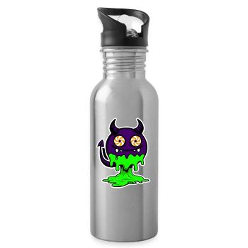 Lila Dämon mit Neon-Schleim - Trinkflasche mit integriertem Trinkhalm - Lightsilver - Rechts